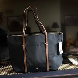 Mango Navy Shopper Bag with double handle